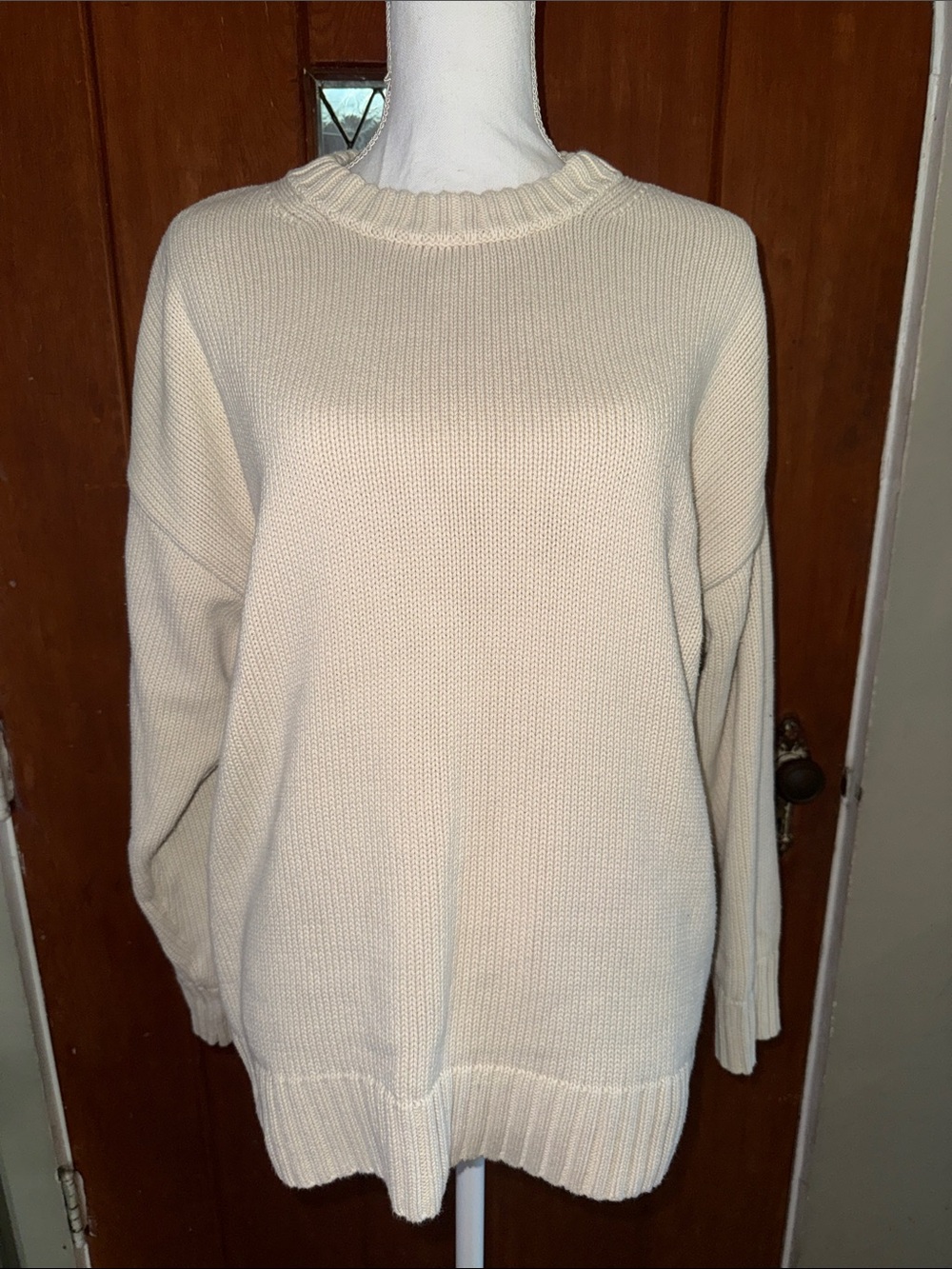 GAP 100% Cotton Classic Crewneck Cream Sweater M